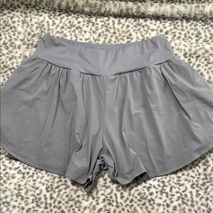 Gray Skorts with Elastic Waistband and Flowy Design